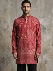 Traditional Cotton Blend Printed Kurta ( 65KO 5606Maroon )
