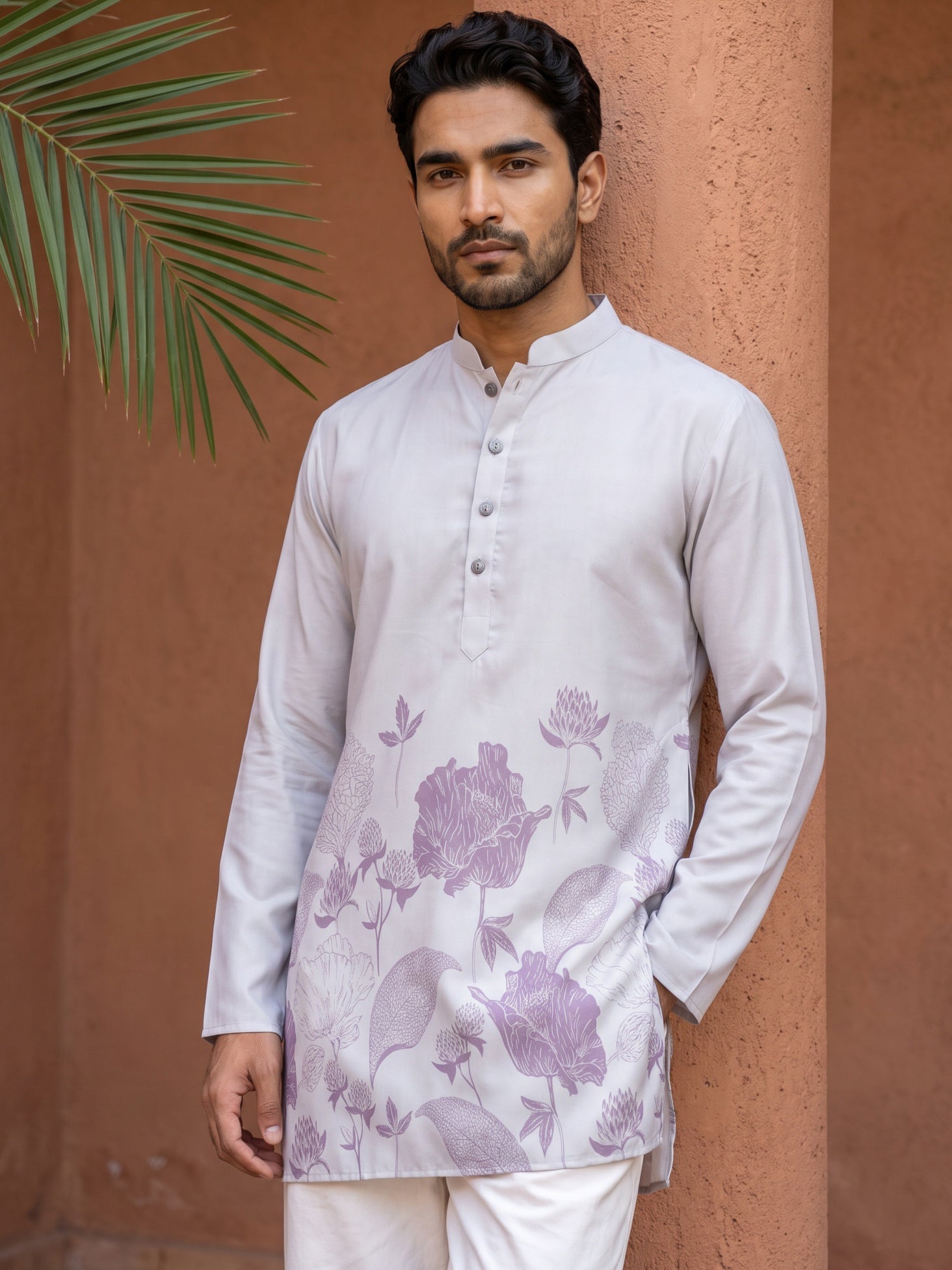 DesiQlo Men Printed Kurta Only - Purple