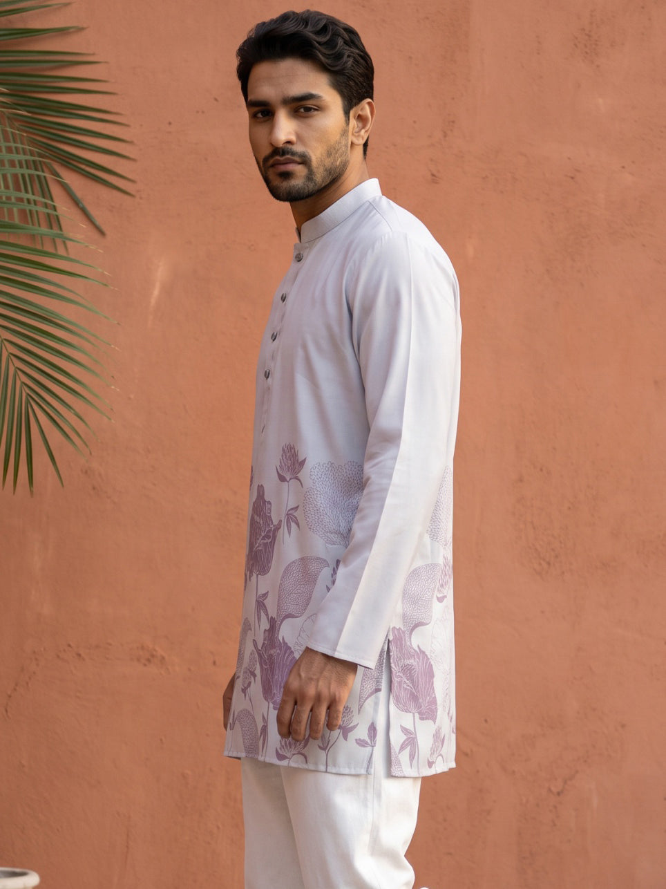 DesiQlo Men Printed Kurta Only - Purple