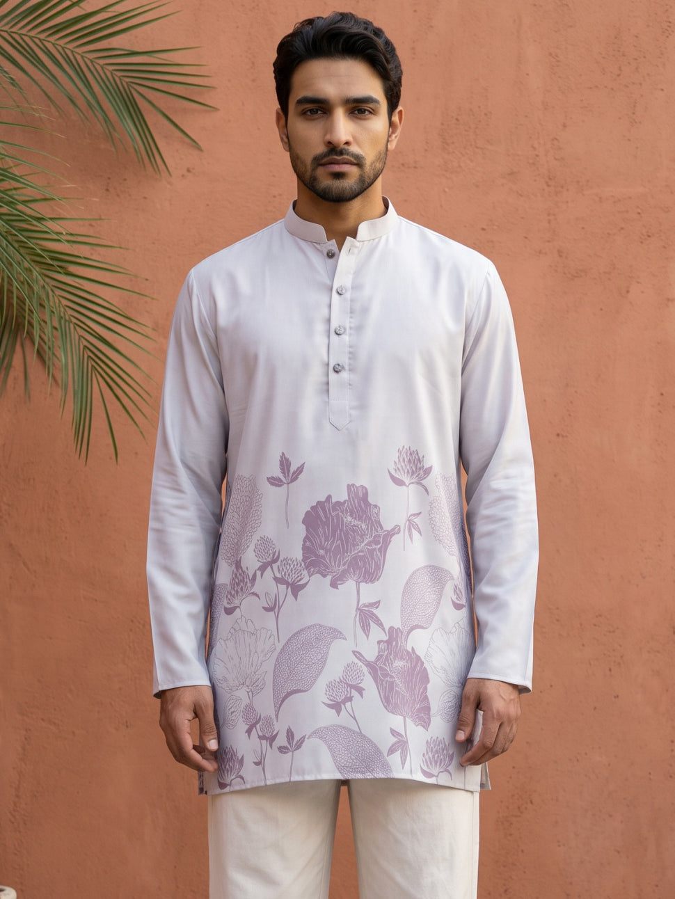 DesiQlo Men Printed Kurta Only - Purple
