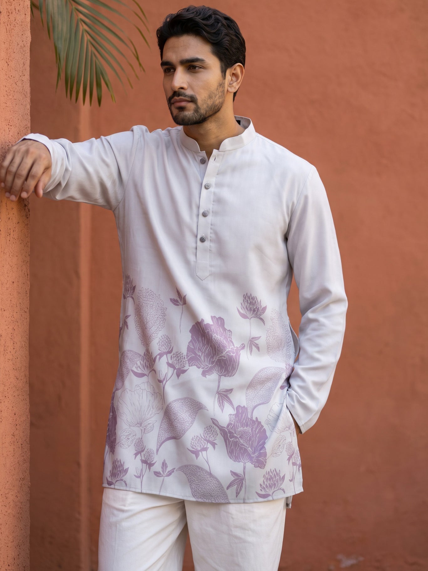 DesiQlo Men Printed Kurta Only - Purple