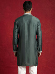 Japanese Fabric Designer Embroidered Kurta ( 65KO 5608Teal )
