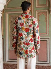 Silk Blend Designer Embroidered Kurta ( 65KO 5609White )