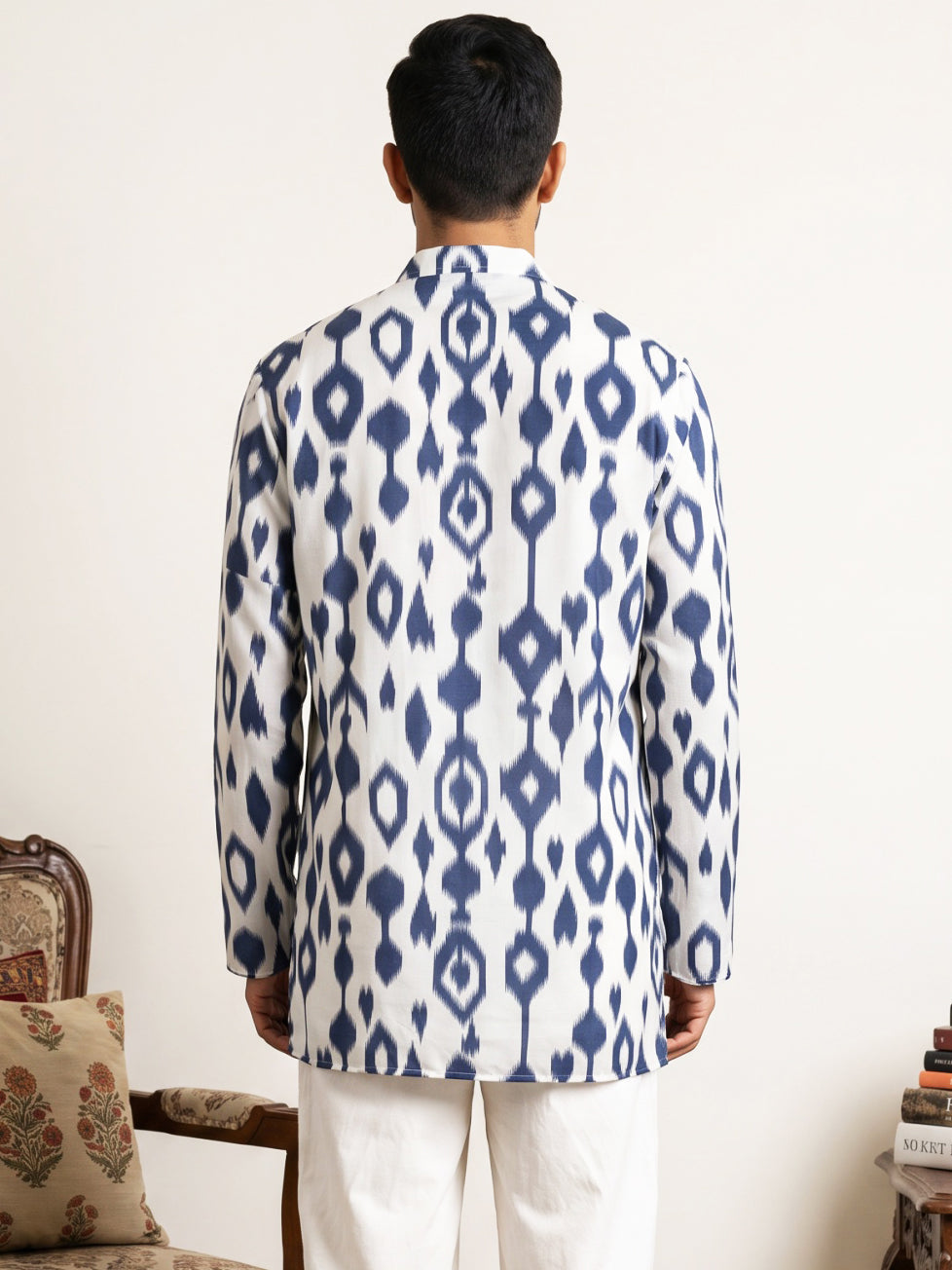 DesiQlo Men Printed Kurta Only - Blue - 65KO_5610Blue_S