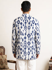 Men Cotton Blend Ikat Printed Kurta ( 65KO 5610Blue )