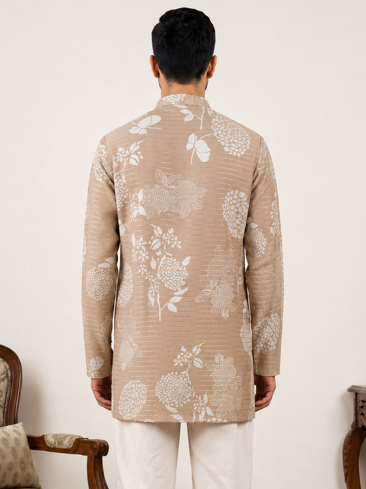 DesiQlo Men Printed Kurta Only - Beige - 65KO_5612Beige_S