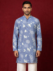 Cotton Blend Printed & Thread Work Kurta ( 65KO 5612Blue )