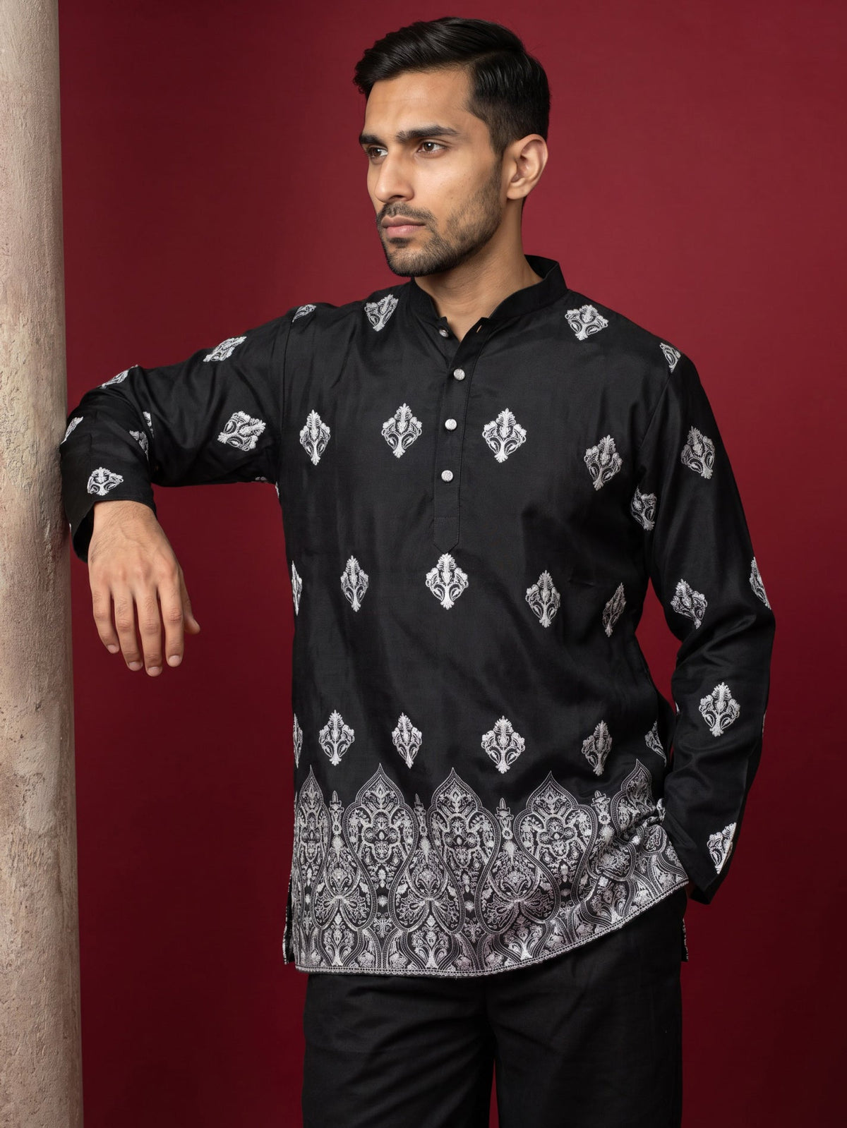 Cotton Blend Ethnic Printed Kurta ( 65KO 5614Black )