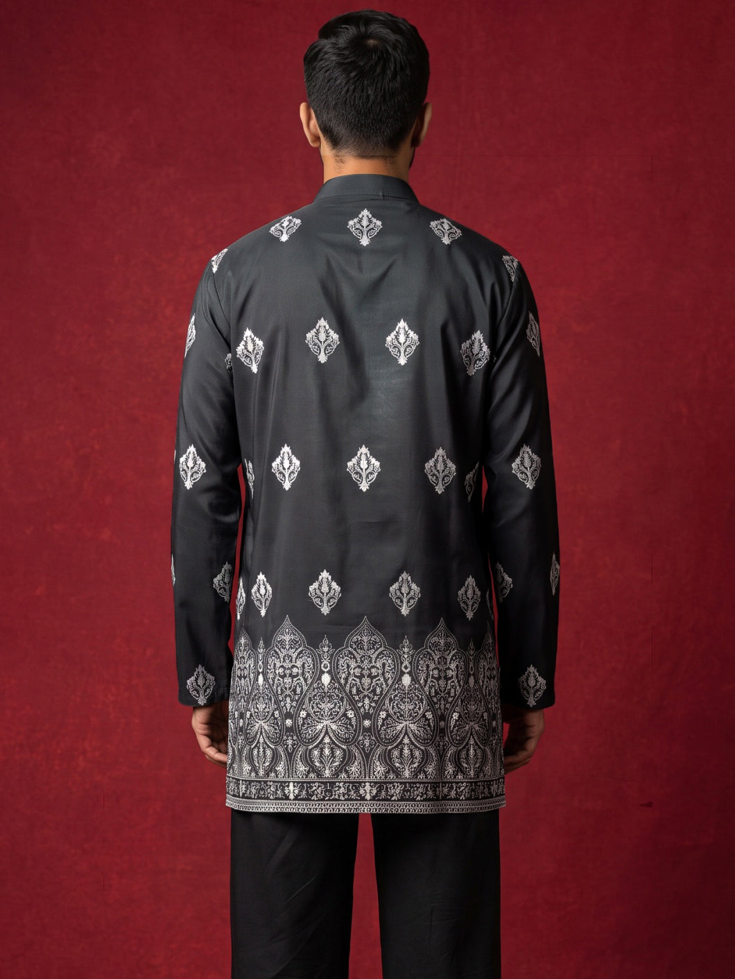 DesiQlo Men Printed Kurta Only - Black