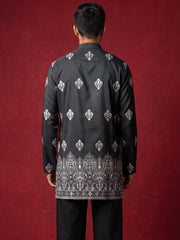 Cotton Blend Ethnic Printed Kurta ( 65KO 5614Black )