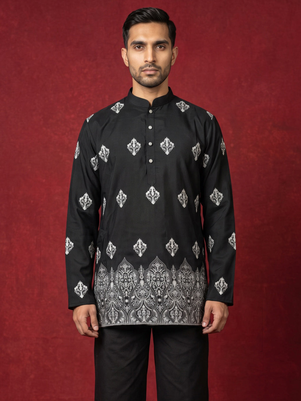 DesiQlo Men Printed Kurta Only - Black