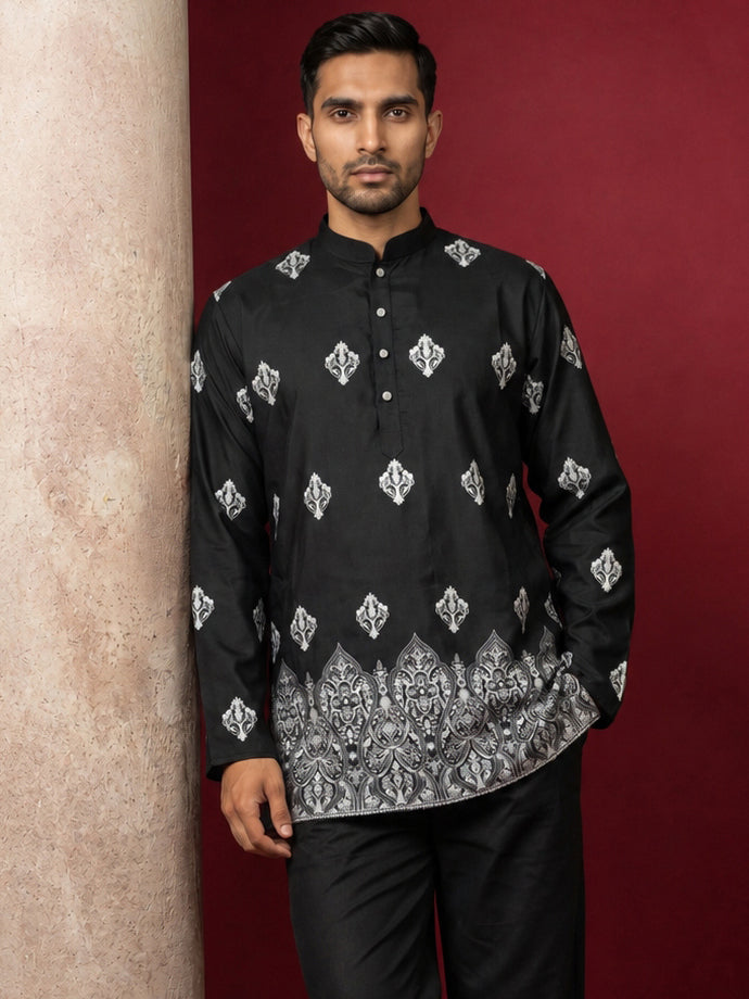 DesiQlo Men Printed Kurta Only - Black