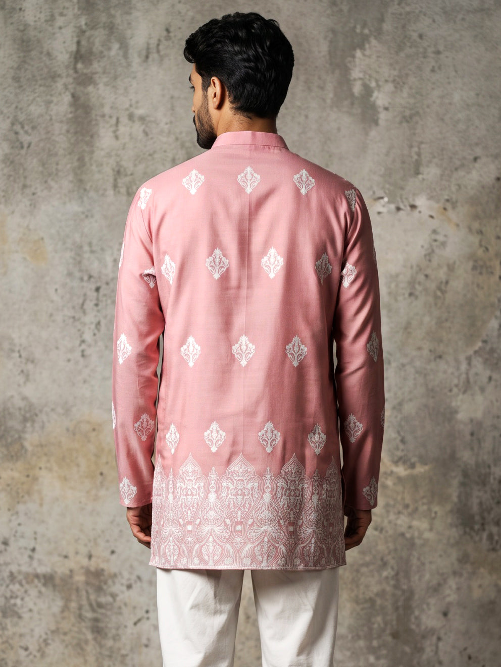 DesiQlo Men Printed Kurta Only - Pink