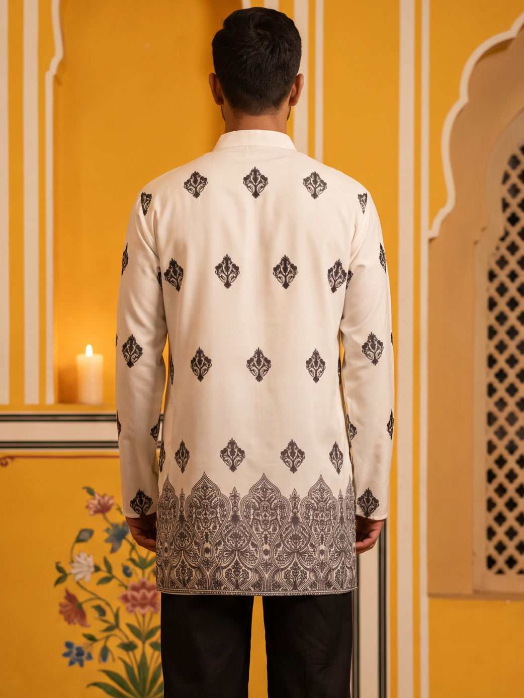 DesiQlo Men Printed Kurta Only - White