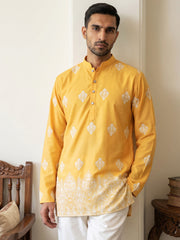 Cotton Blend Ethnic Printed Kurta ( 65KO 5614Yellow )