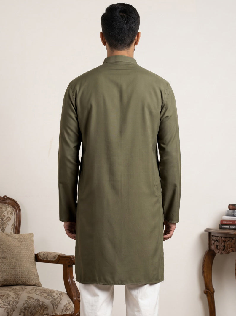 DesiQlo Men Embroidered Kurta Only - Grey