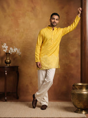 Printed Cotton Blend Kurta for Men ( 65KO 5622Yellow )