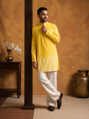 Printed Cotton Blend Kurta for Men ( 65KO 5622Yellow )