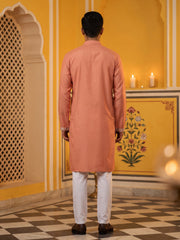 Floral Embroidered Kurta for Men ( 65KO 5628Peach )