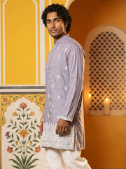 Floral Embroidered Kurta for Men ( 65KO 5629Purple )