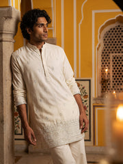 Floral Embroidered Kurta for Men ( 65KO 5629White )