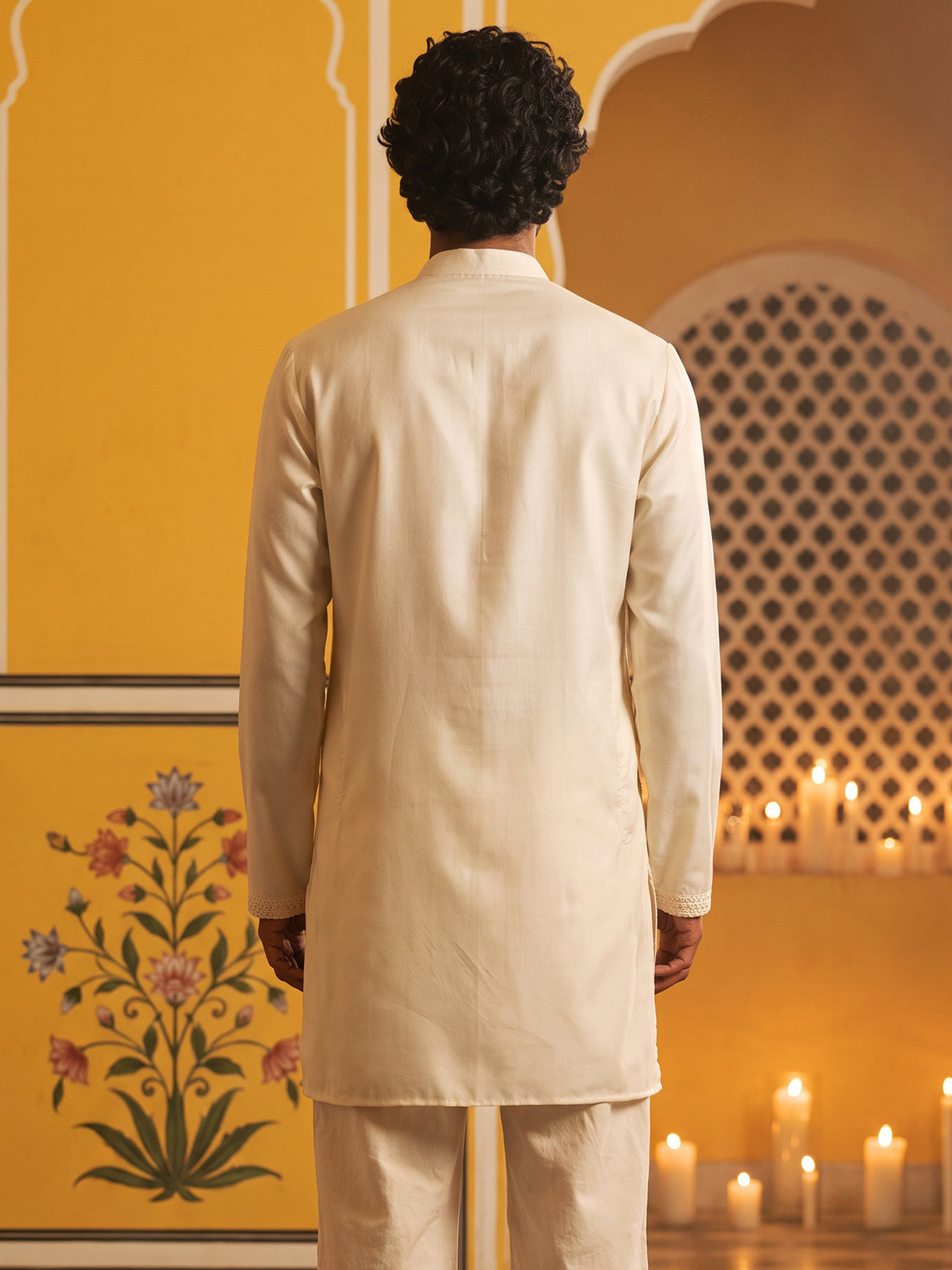 DesiQlo Men Embroidered Kurta Only - White - 65KO_5629White_S