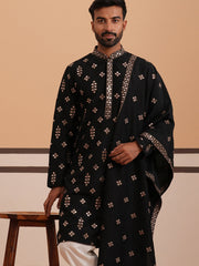 Silk Blend Embroidered Kurta (65KO D 5355 Black ) [FF] [E-5]