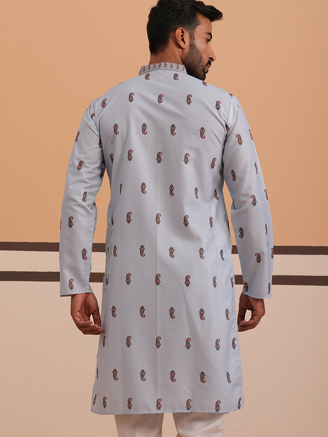 DesiQlo Men Printed Kurta Only - Blue - 65KO_D_5374Blue_S