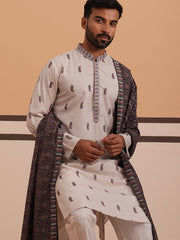 Paisley Print Kurta with Contrast Dupatta ( 65KO D 5374 D 5374Cream ) [FF] [1-3]