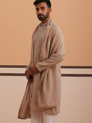 Silk Blend Kurta with Matching Embroidered Dupatta (65KO D 5375 Beige ) [FF] [A-1-4]