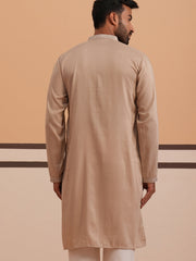 Silk Blend Kurta with Matching Embroidered Dupatta (65KO D 5375 Beige ) [FF] [A-1-4]