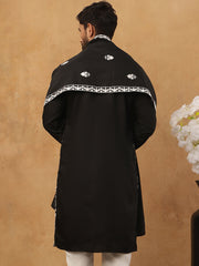 Silk Blend Embroidered Kurta & Dupatta (65KO D 5438 Black ) [FF] [P-14]