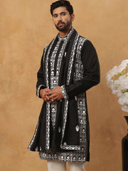 Silk Blend Embroidered Kurta & Dupatta (65KO D 5438 Black ) [FF] [P-14]