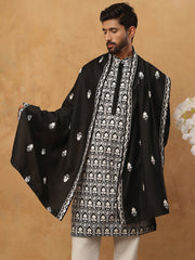 Silk Blend Embroidered Kurta & Dupatta (65KO D 5438 Black ) [FF] [P-14]