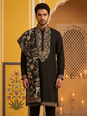 Embroidered Cotton Blend Kurta & Dupatta ( 65KO D 5513Black ) [FF] [B-5]
