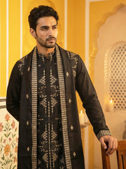 Men’s Embroidered Kurta with Dupatta ( 65KO D 5540Black ) [FF] [L-2-5]