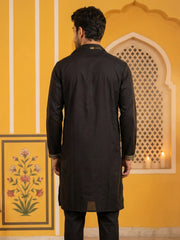 Men’s Embroidered Kurta with Dupatta ( 65KO D 5540Black ) [FF] [L-2-5]