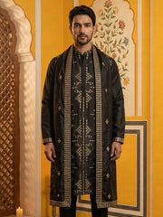 Men’s Embroidered Kurta with Dupatta ( 65KO D 5540Black ) [FF] [L-2-5]