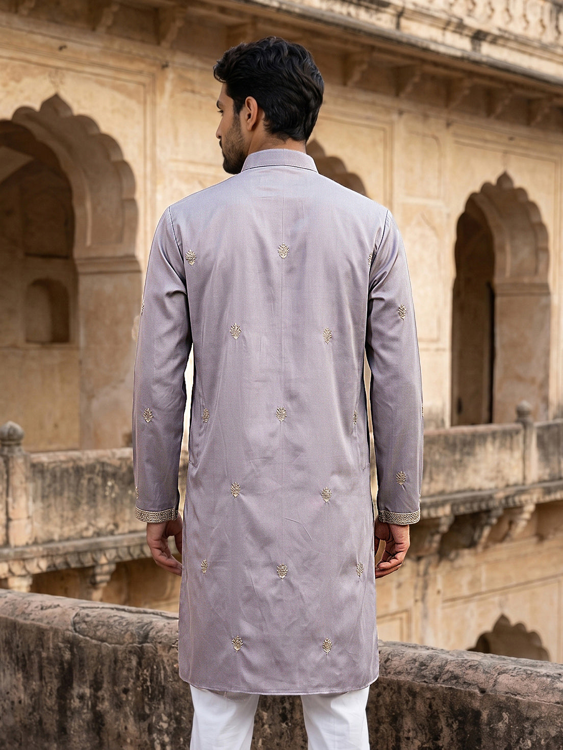 DesiQlo Men Embroidered Kurta Only - Purple - 65KO_D_5549Purple_S
