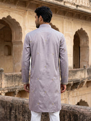 Men’s Traditional Thread Embroidered Kurta & Dupatta ( 65KO D 5549Purple ) [FF] [F-9]