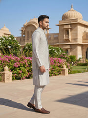 Men’s Kurta Pyjama with Embroidered Waistcoat ( 65KPWCS 5476Grey ) [FF] [F-13]