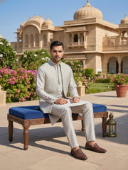 Men’s Kurta Pyjama with Embroidered Waistcoat ( 65KPWCS 5476Grey ) [FF] [F-13]
