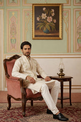 Cotton Kurta with Pyjama & Waistcoat ( 65KPWCS 5491Beige ) [FF] [H-12]