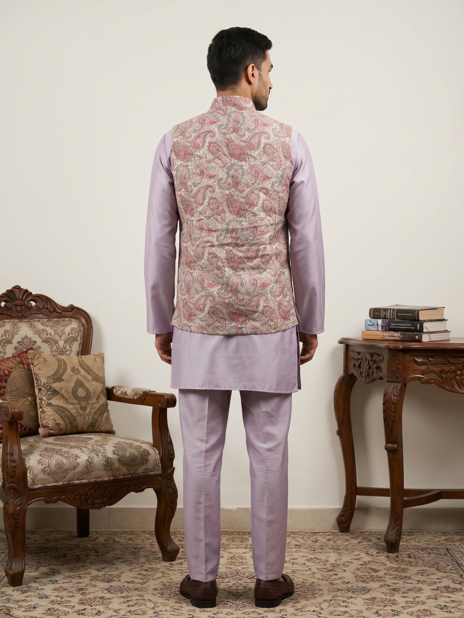 DesiQlo Men Embroidered Nehru Jacket and Kurta Pyjama S - 65 4pea 2