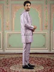 Men's Designer Sequins Nehru Jacket with Kurta Pyjama ( 65KPWC 5586L 4173Lavender )