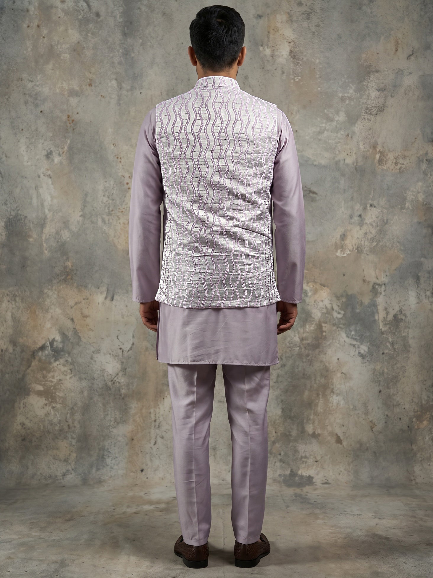 DesiQlo Men Woven Design Nehru Jacket and Kurta Pyjama  - 65KPWC_5586L