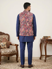 Men Paisley Print Cotton Blend Nehru Jacket with Kurta Set ( 65KPWC 5586N 4167Multi )