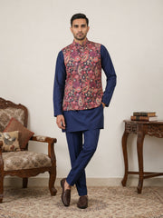 Men Paisley Print Cotton Blend Nehru Jacket with Kurta Set ( 65KPWC 5586N 4167Multi )