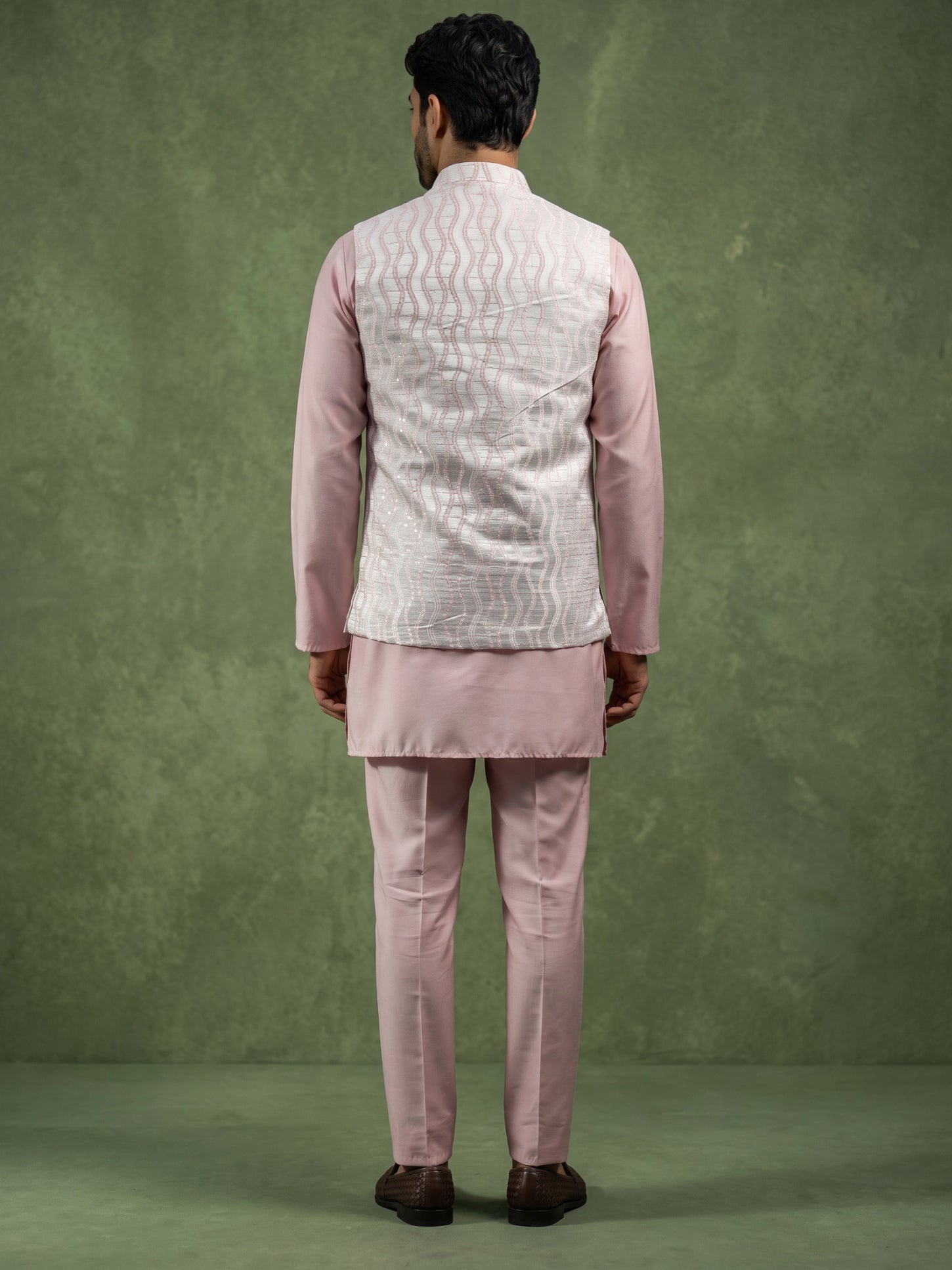 DesiQlo Men Woven Design Nehru Jacket and Kurta Pyjama  - 65KPWC_5586P