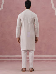 Viscose Rayon Traditional Embroidered Kurta Pyjama (65KP P 5330 Grey ) [FF] [1-1-9]
